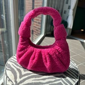 NEW hot pink fuzzy purse bag Y2K with long strap